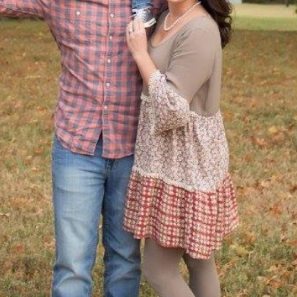 Umgee Boho Print Block, Crochey Trim Shift Tunic Blouse - Size Small - Picture 2 of 14